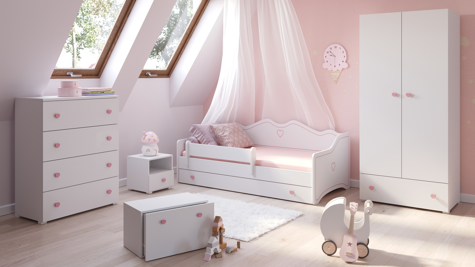 Bērnu gulta Emma 140x70 pink