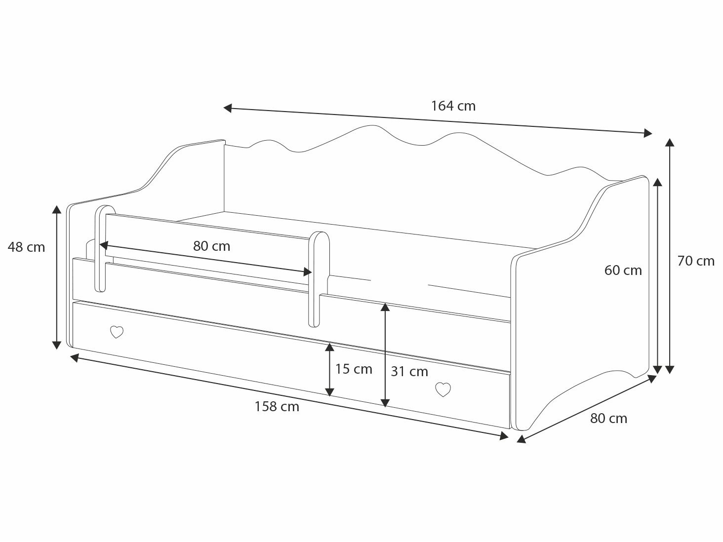 Детская кровать Emma 160x80 grey