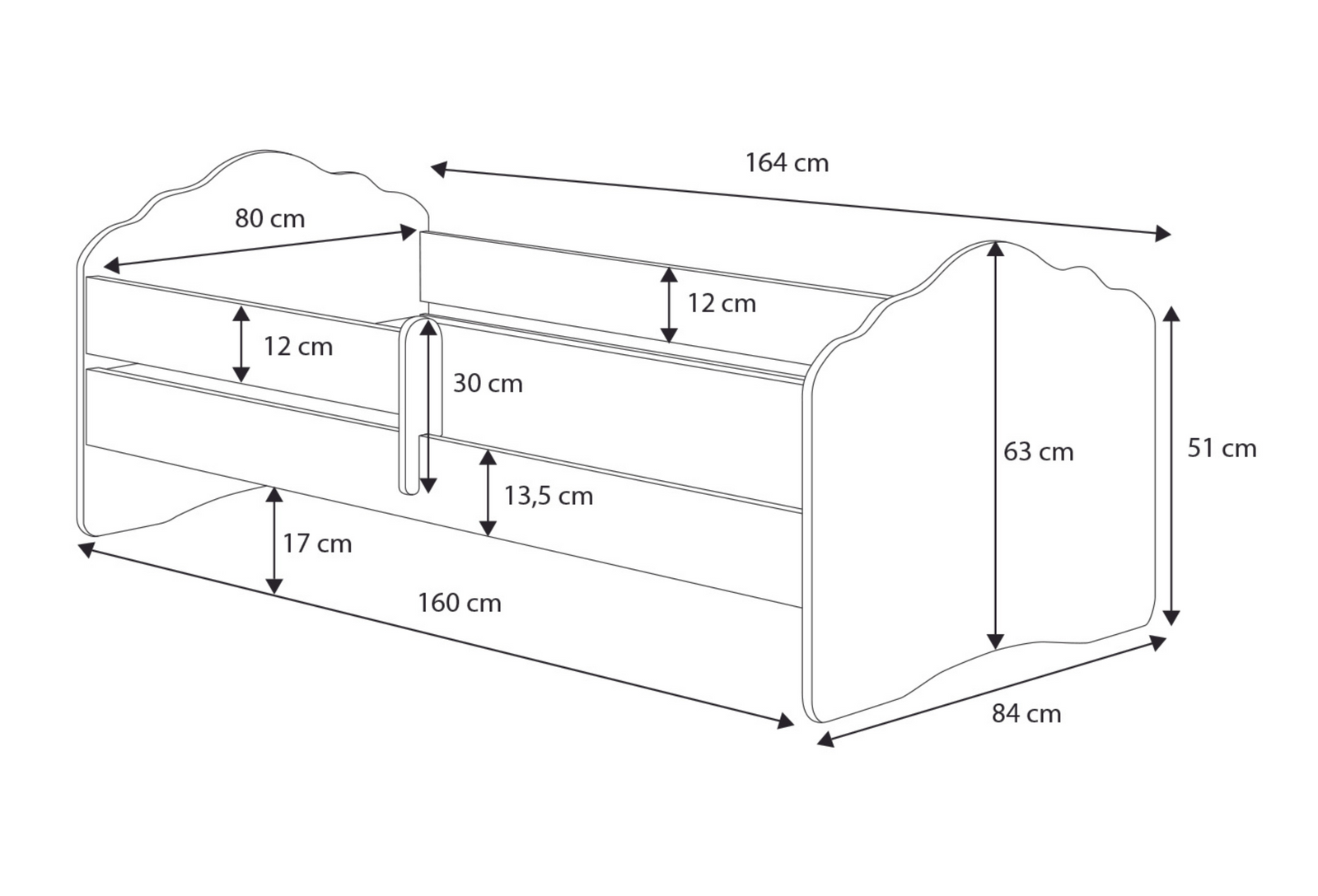 Детская двуспальная кровать FALA II 160x80 Dancing princcess