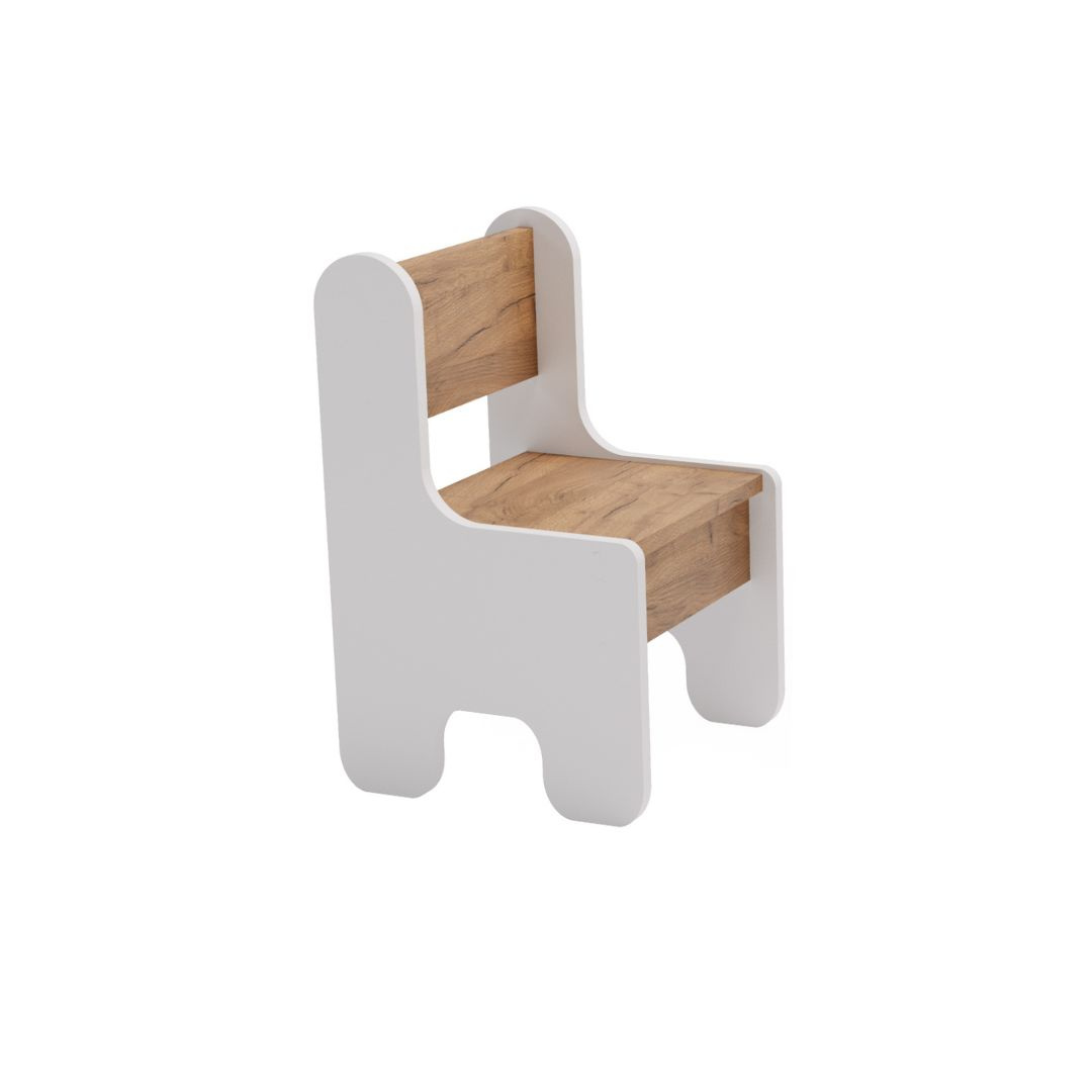 Set of children's table and two children's chairs - white/oak craft gold colour