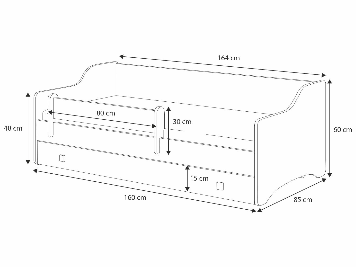 Кровать для детей Erik 160x80 белая black panel