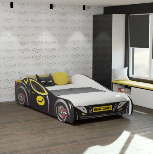 Детская кровать Batcar 140x70 с матрасом Black