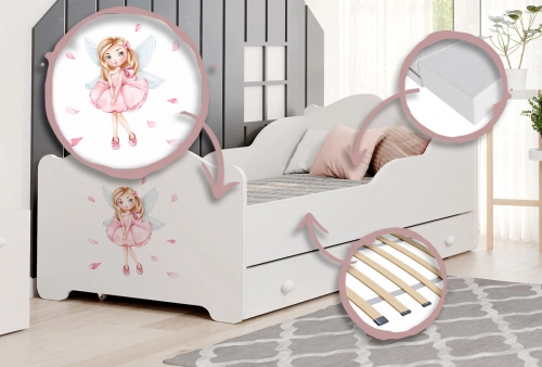 Детская кровать Anna 160x80 с ящиком Girl with wings