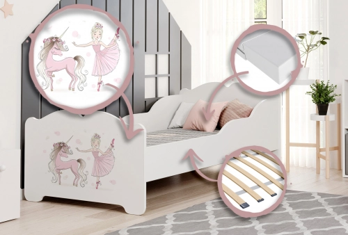 Детская кровать Anna Girl with unicorn 140x70