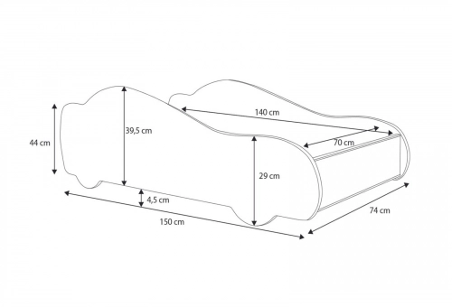Детская кровать Batcar 140x70 с матрасом Taxi