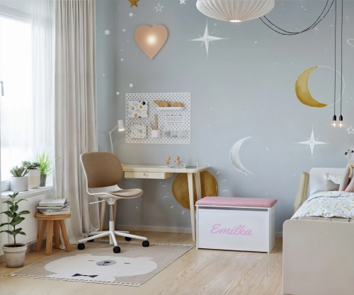 Ящик для игрушек DARIA printed pink panel