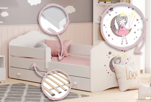 Детская кровать FALA с ящиком 140x70 Sleeping princess