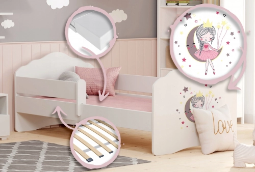 Bērnu gulta FALA ar drošības barjeru 160x80 Sleeping princess