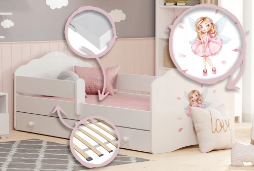 Детская кровать FALA с ящиком 160x80 Girl with wings