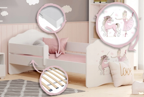 Детская кровать FALA с бортиками 160x80 Girl with unicorn