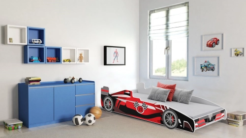 Детская кровать Batcar 160x80 с матрасом FORMULA Red