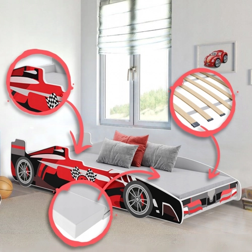Детская кровать Batcar 160x80 с матрасом FORMULA Red