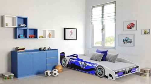 Bērnu gulta Batcar 160x80 ar matraci FORMULA Blue