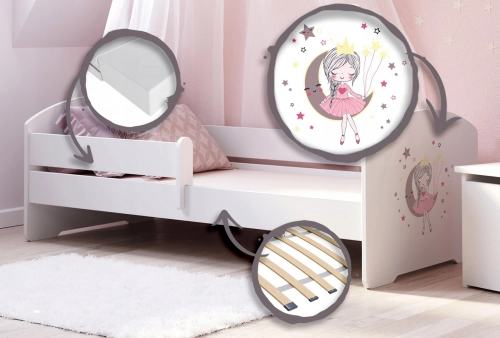 Детская кровать LUK 140x70 с бортиком Sleeping princess