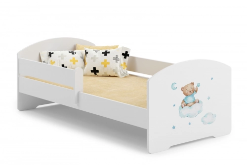 Детская кровать LUK 160x80 с бортиками Blue Teddy Bear