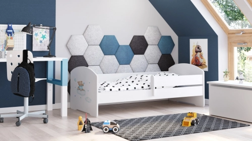 Детская кровать LUK 160x80 с бортиками Blue Teddy Bear