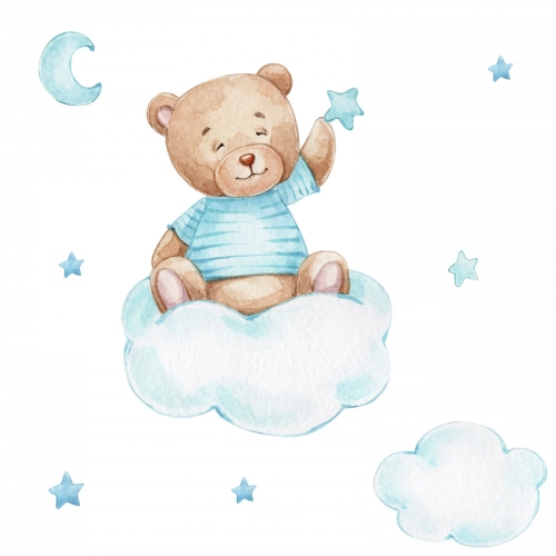 Детская кровать LUK 160x80 с бортиками Blue Teddy Bear