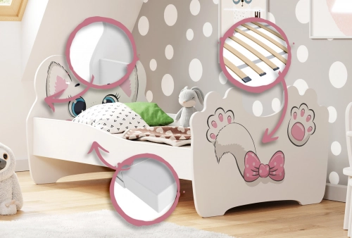 Bērnu gulta Pink Cat 140x70