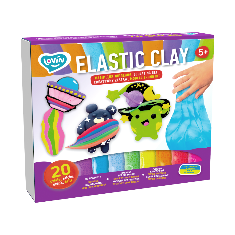 Radošais komplekts Modelēšanas mīkla (lēkājošais plastilīns) Elastic 20 gab.