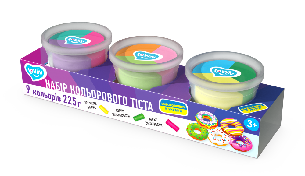 Набор для креатива Тесто для лепки Play Dough - 3 баночки 9 цветов