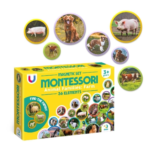 Attīstošā magnētiskā puzle Montessori Magnētiskais komplekts Dzīvnieku ģimenes: ferma