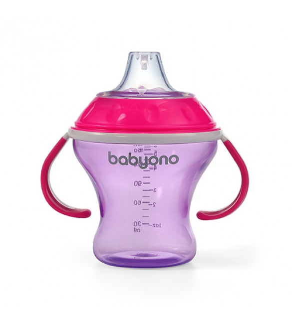 Krūze ar mīksto uzgali 180 ml BabyOno 1456/02 pink