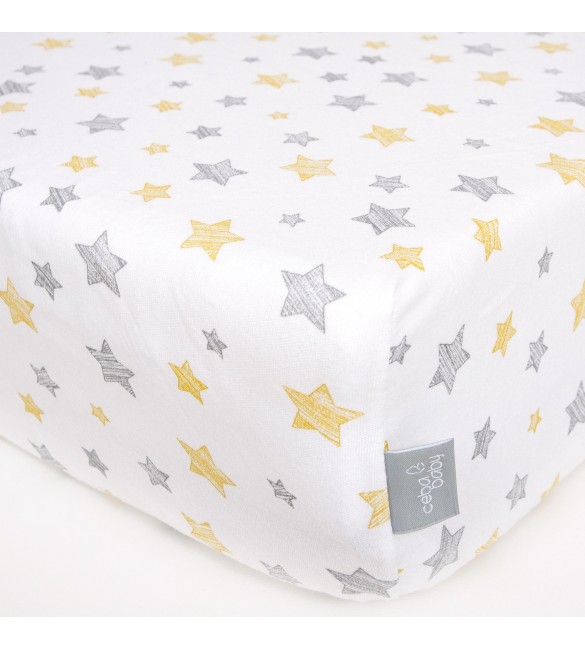 Palags jersī ar gumiju YELLOW STARS 120x60 cm  Ceba Baby 823-120 [A]