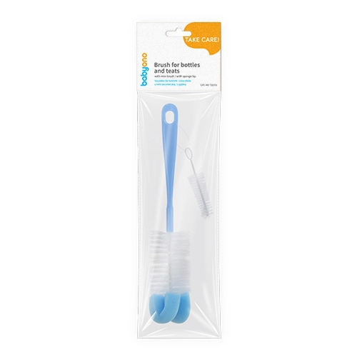 Birste ar šammmi pudelei +mini-birstīte knupim BabyOno 720/01 blue