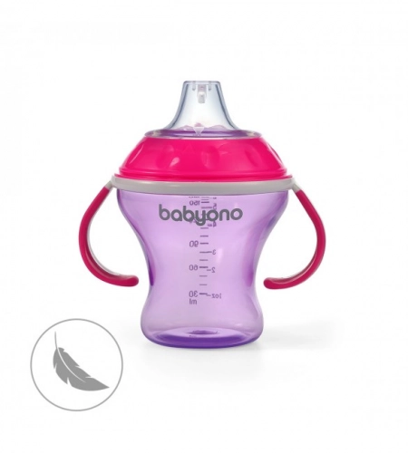 Krūze ar mīksto uzgali 180 ml BabyOno 1456/02 pink