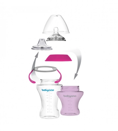 Krūze ar mīksto uzgali 180 ml BabyOno 1456/02 pink