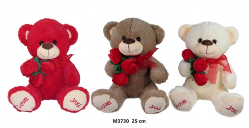 Медвежонок с цветком LOVE YOU 25 cm M3730