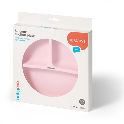 Silikona šķivis ar piesūcekni 1482/02 pink