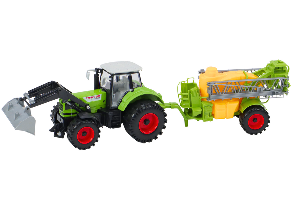 Agricultural Tractor Excavator With Sprayer Drive Green