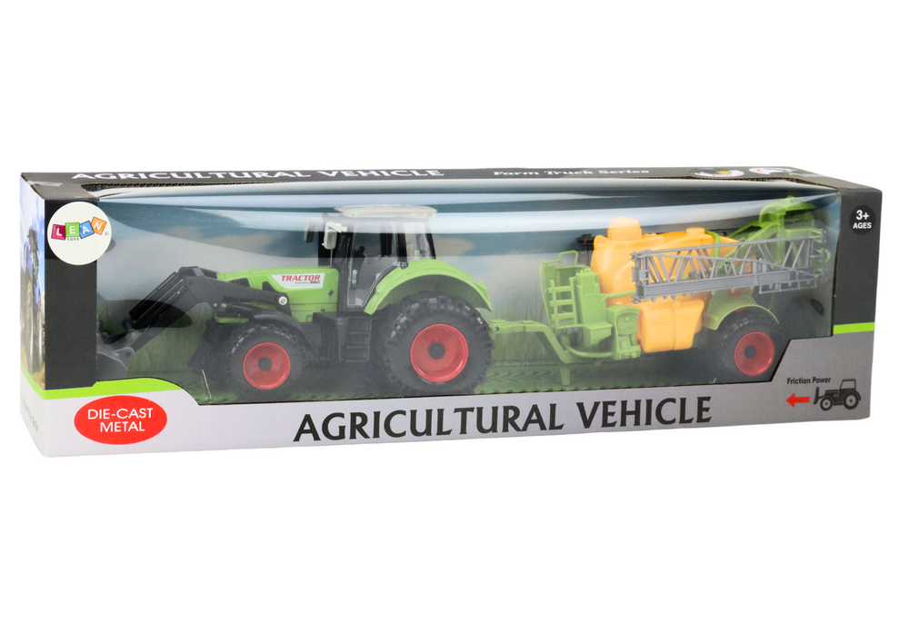 Agricultural Tractor Excavator With Sprayer Drive Green