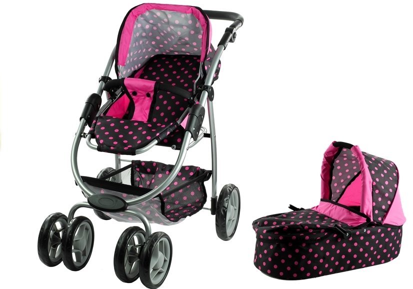 Alice leļļu rati 2in1 Black/Pink