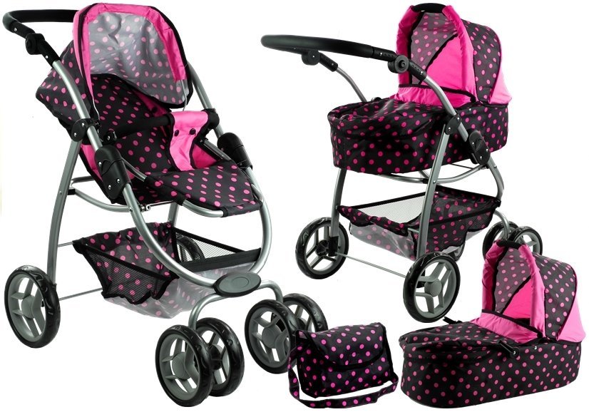 Alice leļļu rati 2in1 Black/Pink