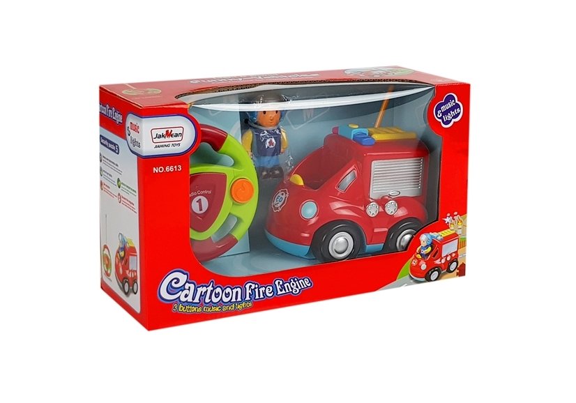 Baby R/C Fire Truck with Remote Control Steering Wheel Red