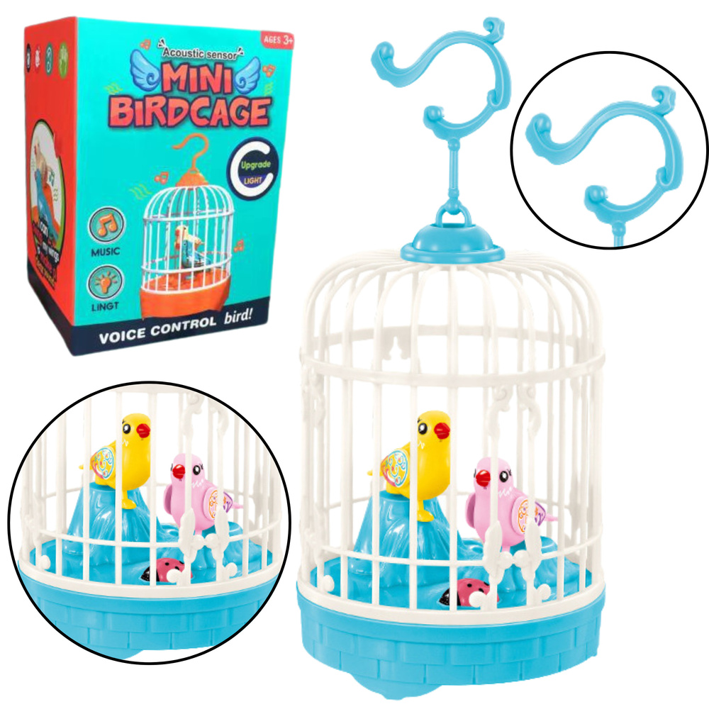 Battery Operated Bird Cage Lights Sounds Blue