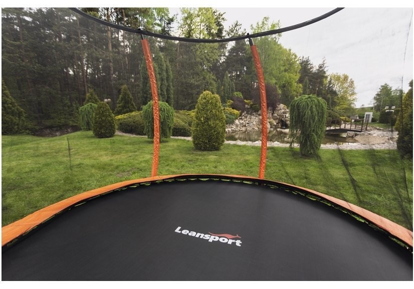 Батут с защитной сеткой и лестница 244 см (8ft ) LEAN SPORT BEST Orange