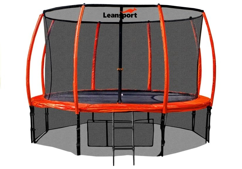 Батут с защитной сеткой и лестница 244 см (8ft ) LEAN SPORT BEST Orange