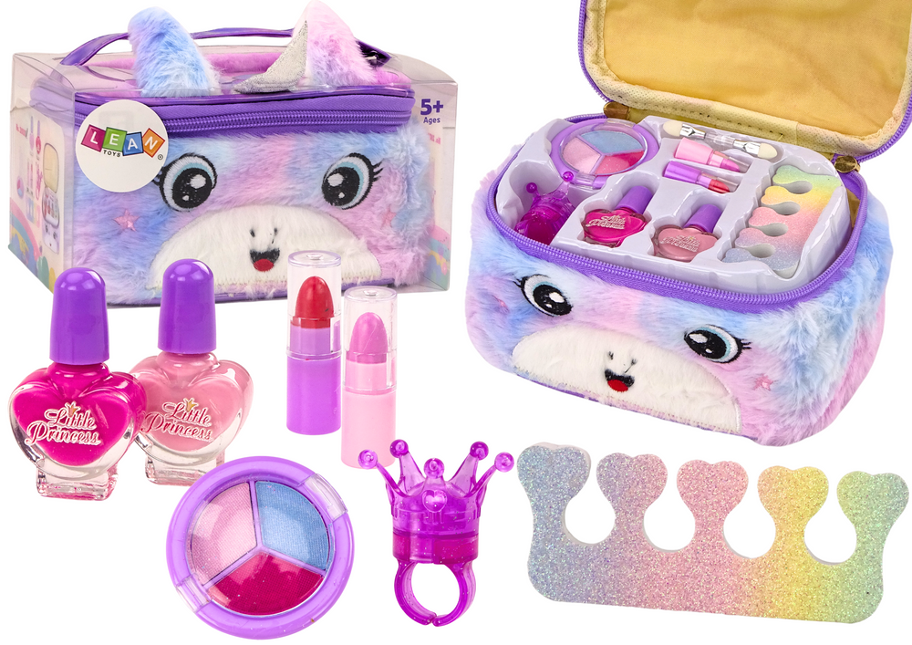 Beauty Set In Plush Cosmetic Bag Unicorn Nail Polish Shadows