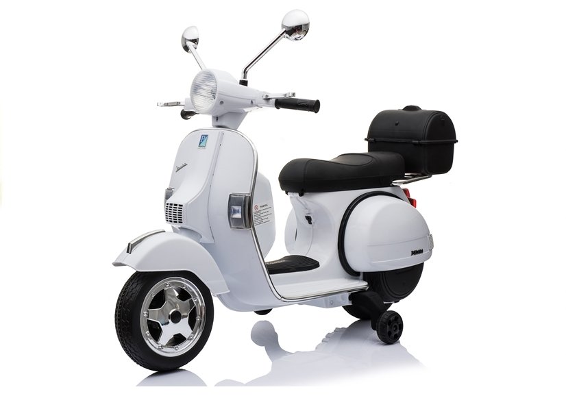 Bērnu elektro motocikls Vespa Scooter White