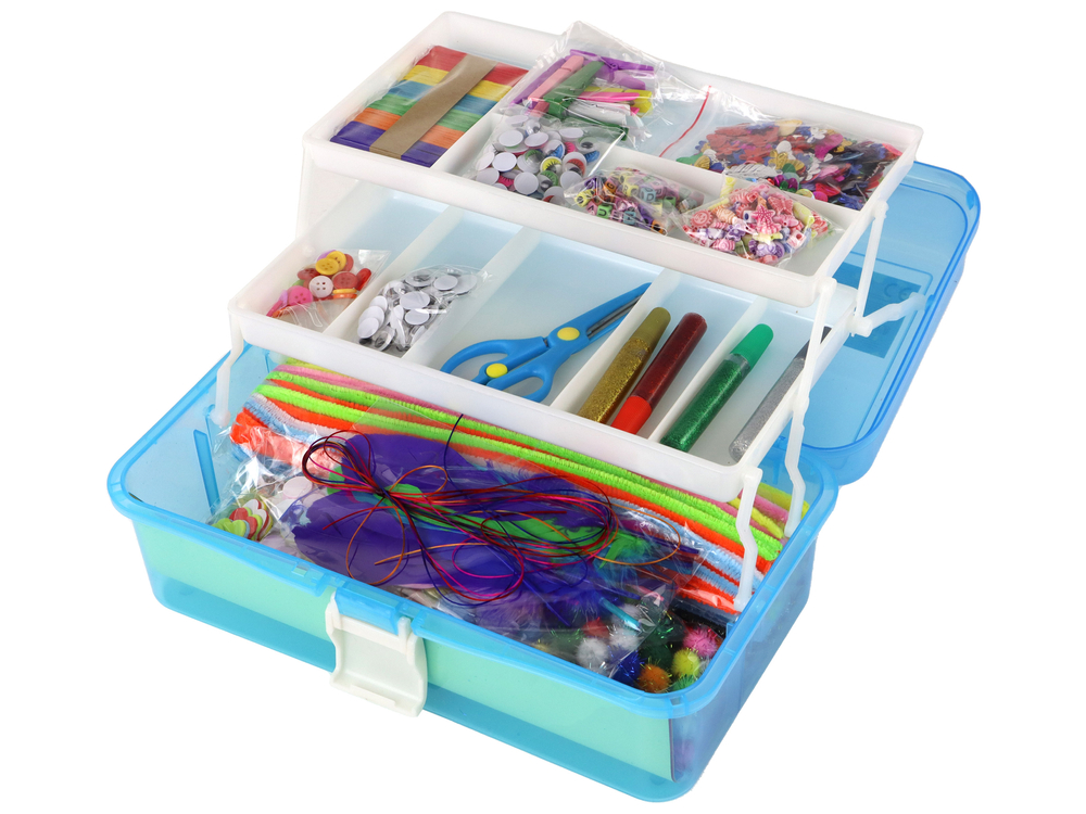 Blue Expandable Suitcase Set Artistic Creative Plastic DIY