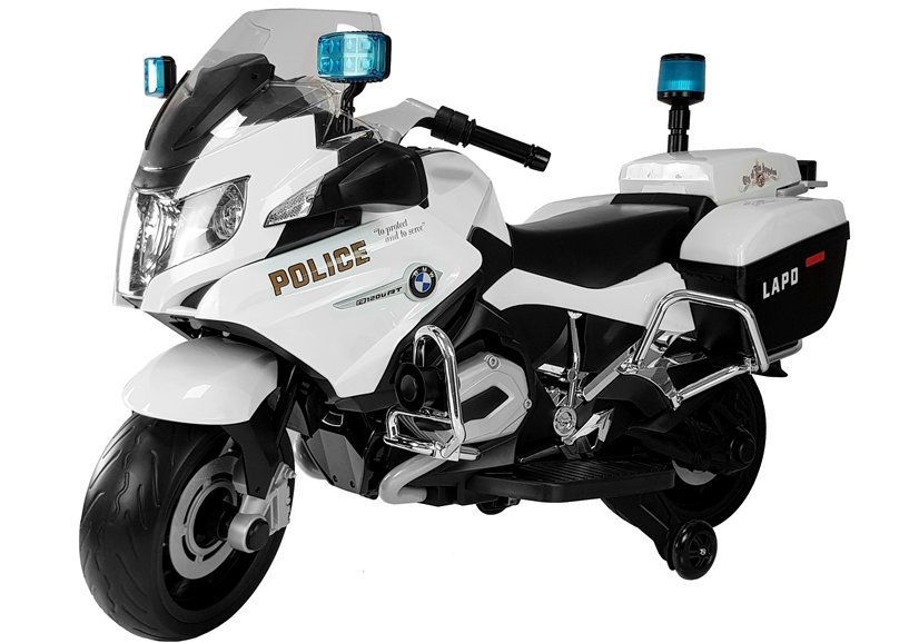 Bērnu elektriskais motocikls BMW Police Motorcycle White