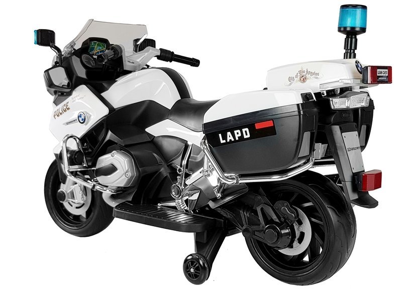 Bērnu elektriskais motocikls BMW Police Motorcycle White