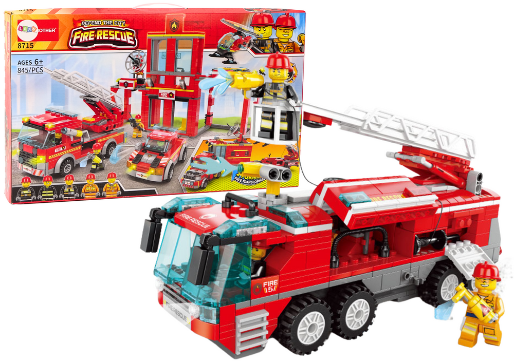 Bricks Set Fire Department Base Car Auto Helicopter 845 El