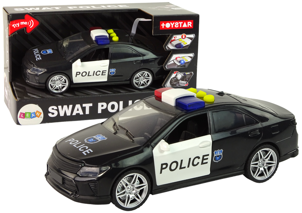 Car Police 1:14 Lights Sounds Black