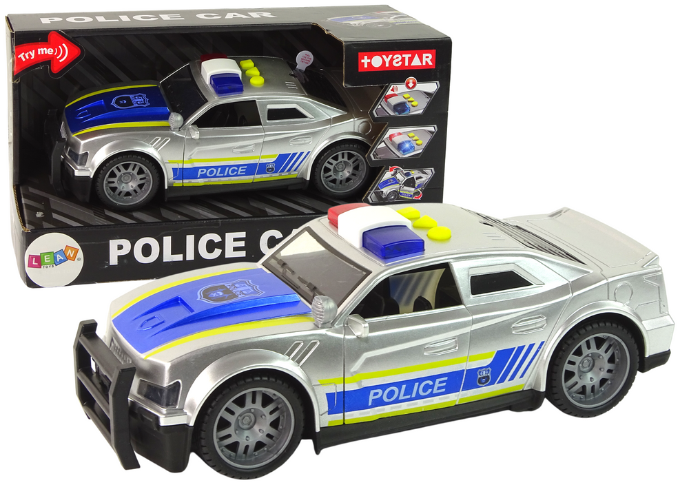 Car Police 1:14 Lights Sounds Silver