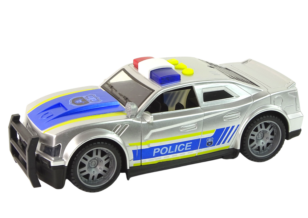 Car Police 1:14 Lights Sounds Silver