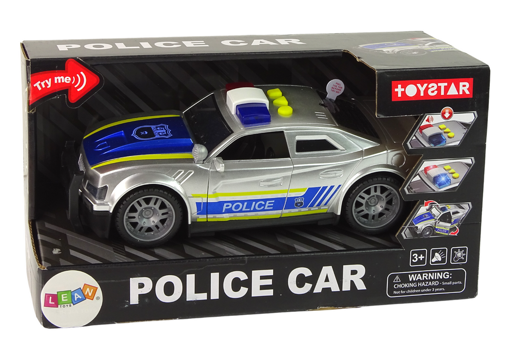 Car Police 1:14 Lights Sounds Silver